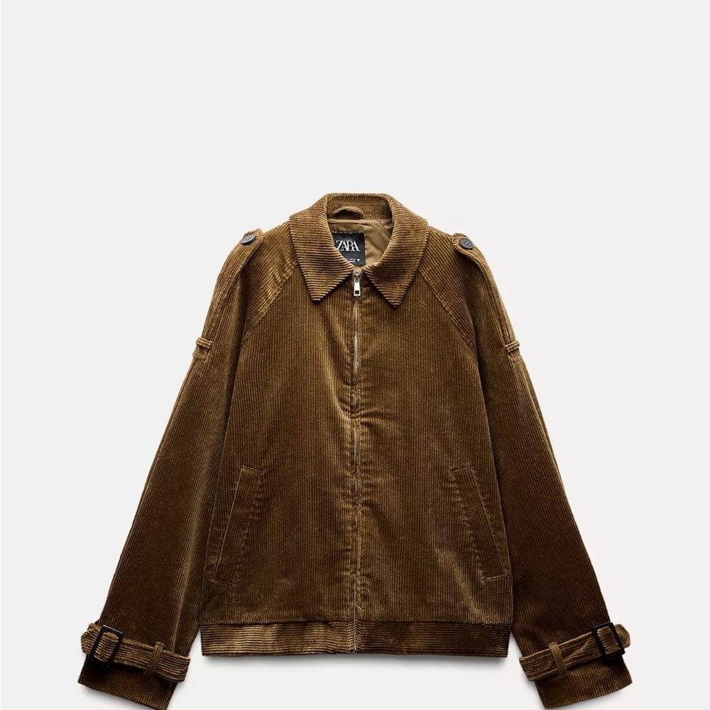Zara Tabbed Corduroy Bomber Jacket